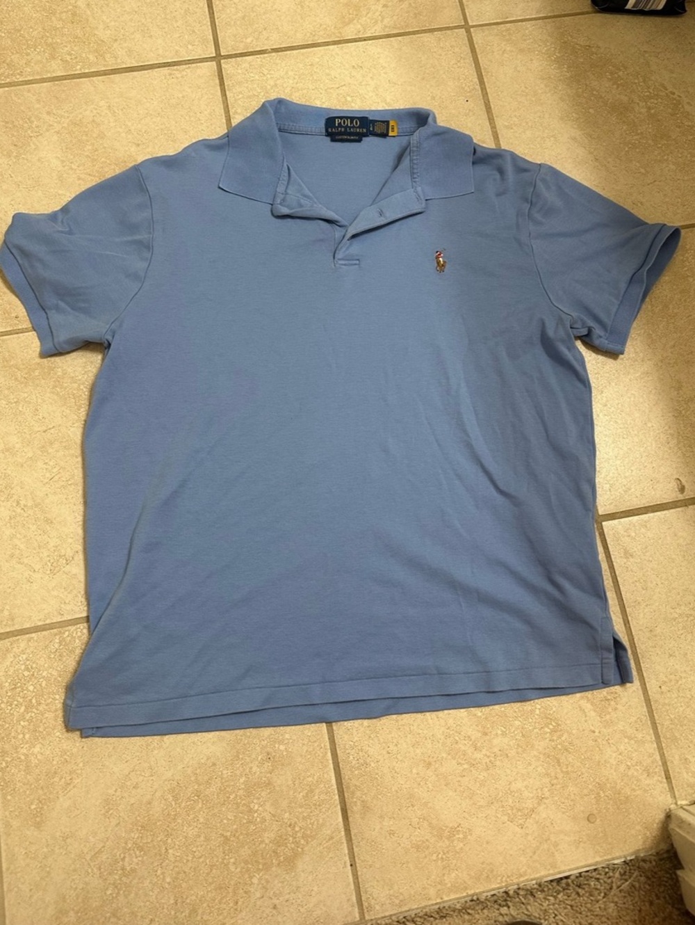 Polo Ralph Lauren Custom Fit Cotton Mesh Polo Shirt Blue Medium